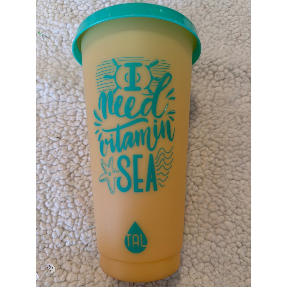 TAL Color Changing Tumbler I Need Vitamin Sea Yellow Orange Teal Summer Cup